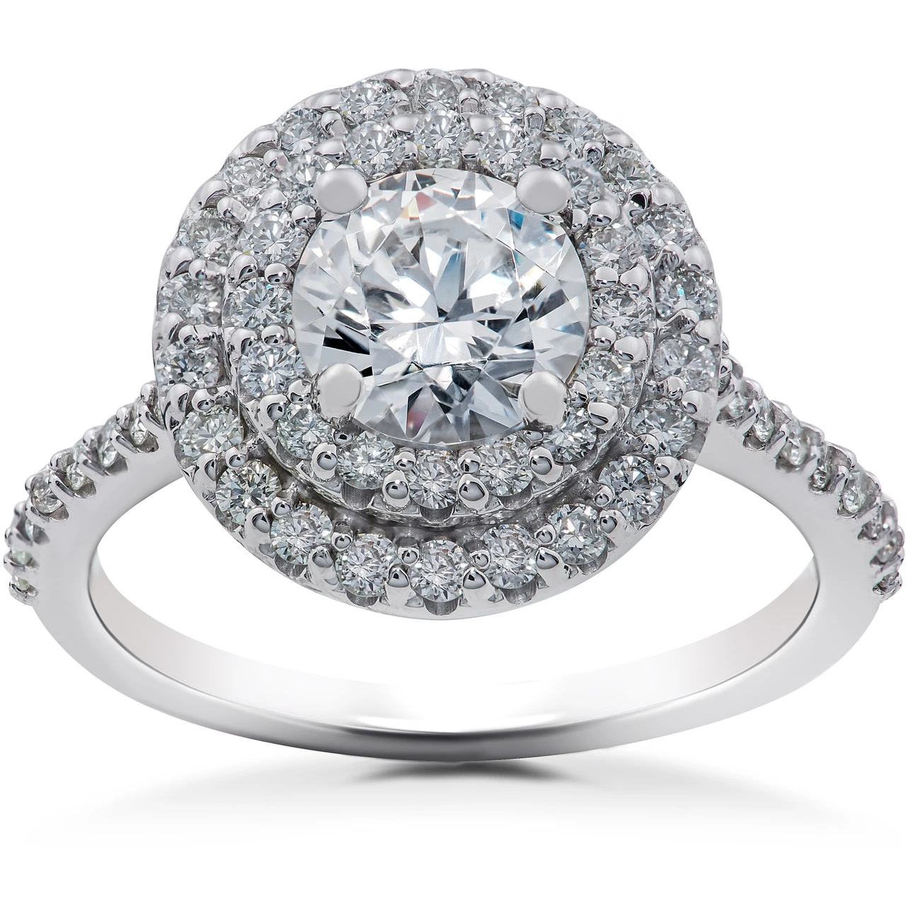 1 5/8 ct Double Halo Diamond Eco Friendly Lab Grown Engagement Ring 14k Gold (F-G, VS)