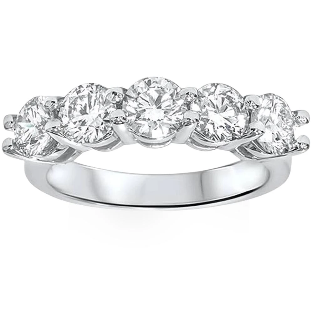 2ct Real Round Solitaire Diamond Wedding Anniversary 14K White Gold Ring (G-H, I1)