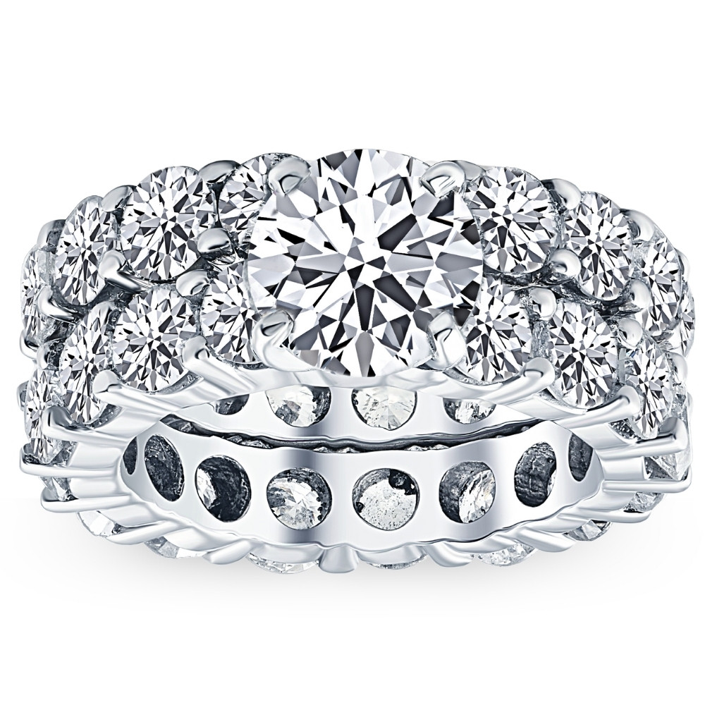 9 1/2ct Diamond Eternity Engagement Ring Wedding Set 14k White Gold Lab Grown (F-G, VS)