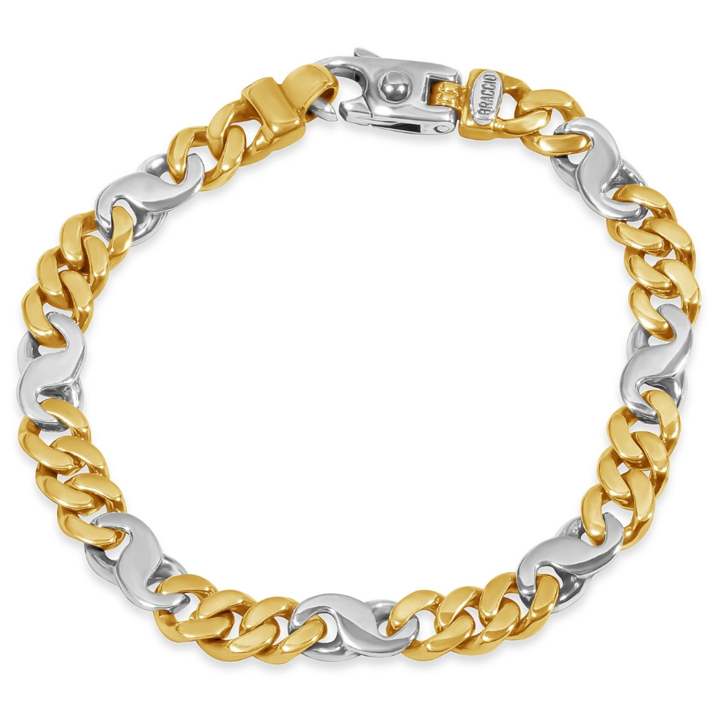 Men's S Shape Figaro Link 14k Gold (37gram) or Platinum (59gram) 8mm Bracelet 8.5"