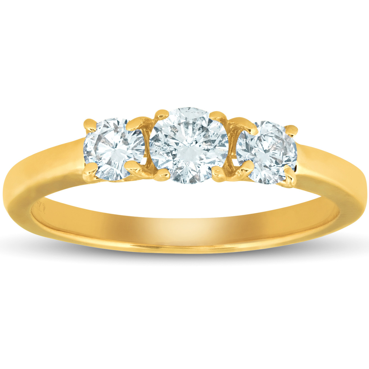 5/8ct 3-Stone Diamond Engagement Ring 14k White, Yellow, or Rose Gold (H-I, I1)