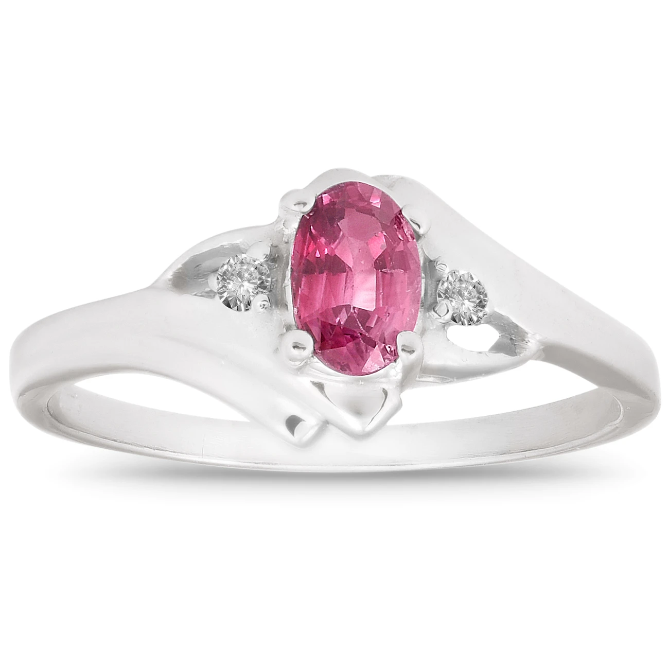 5/8ct Oval Ruby & Diamond Ring 14K White Gold (G-H, I1)