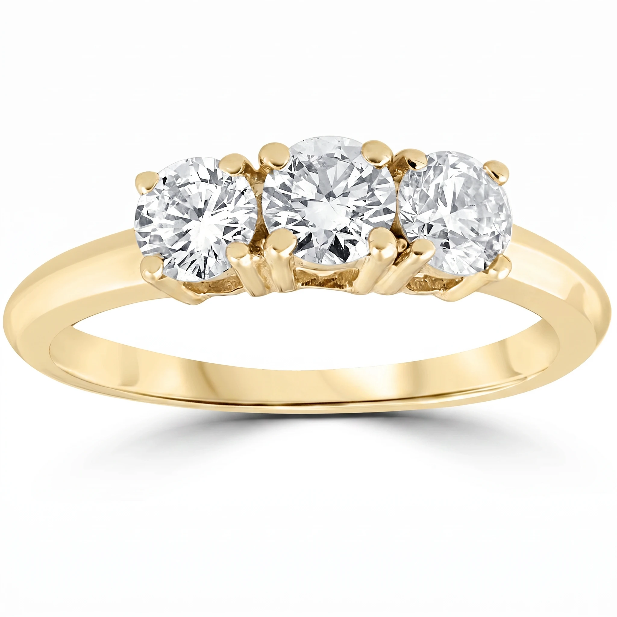 1ct Three Stone Diamond Engagement Anniversary Ring 14K Yellow Gold (H-I, I1)