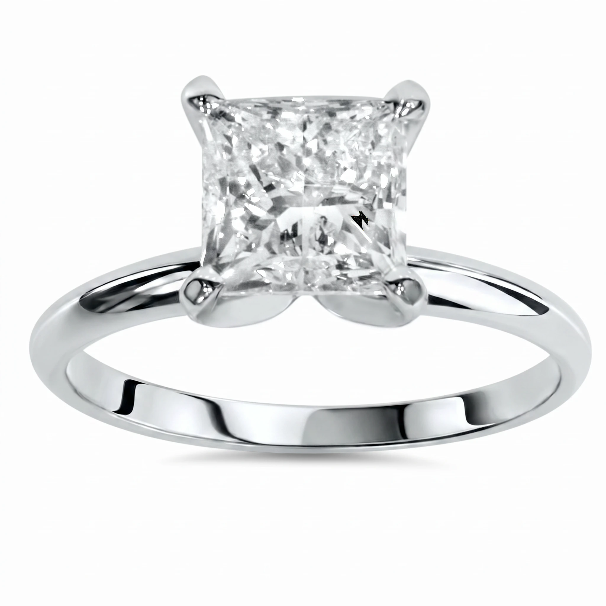 Certified 2Ct Princess Cut Solitaire Diamond Engagement Ring 14k Gold Lab Grown (E-F, VS)