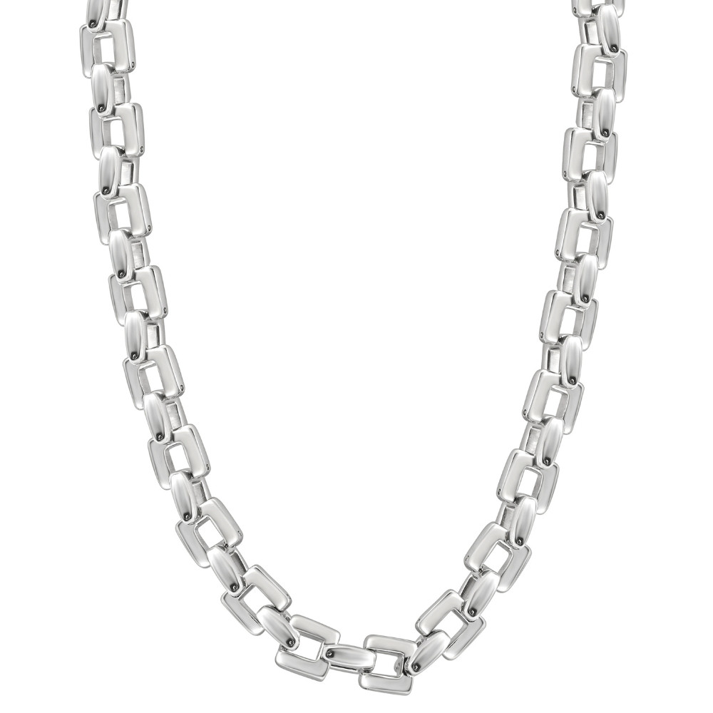 Men's Polished Steel Clasp Single Tone 10mm Flexible Link  24" Chain