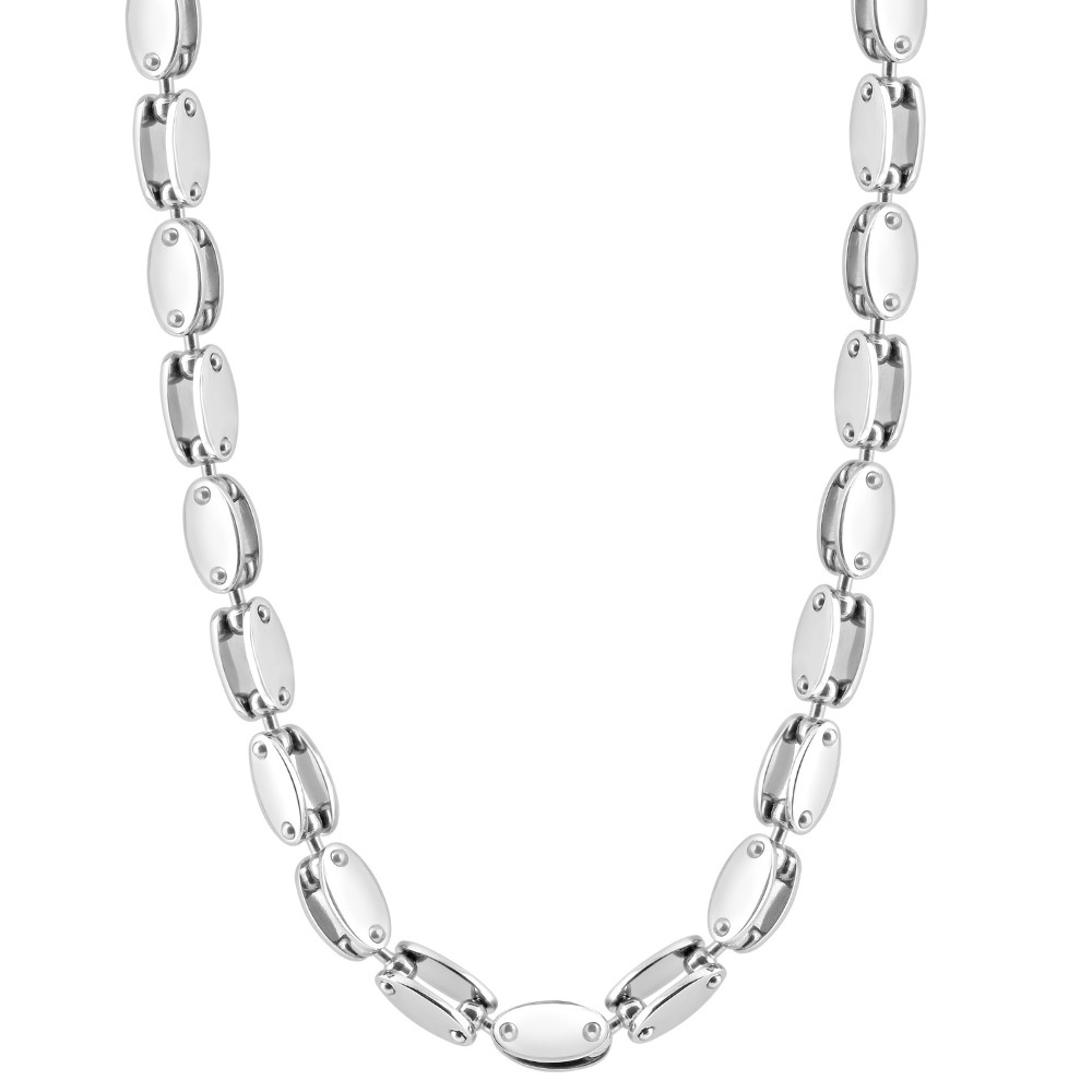Men's Polished Steel Clasp Single Tone 8mm Flexible Link  24" Chain