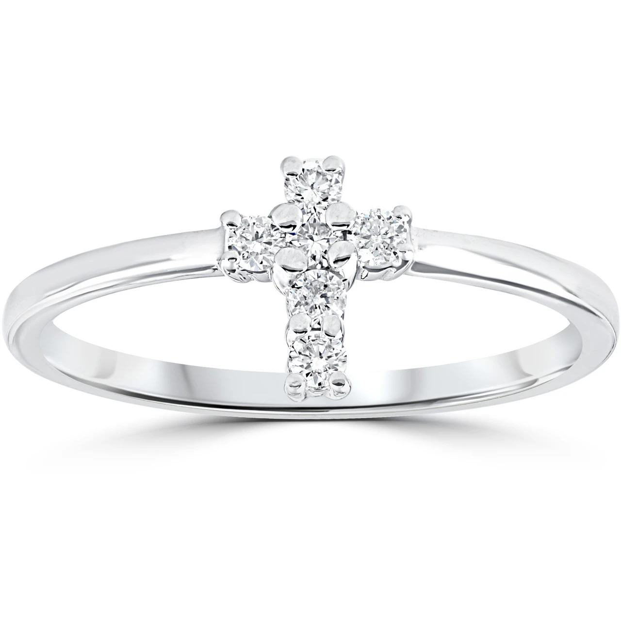 Diamond Cross Ring 1/6 cttw 10k White Gold (I-J, I1)