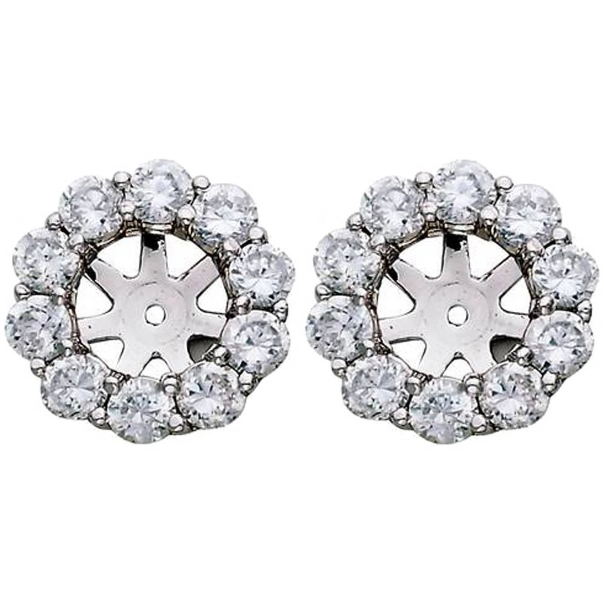 1 1/2ct Diamond Halo Earring Studs Jackets 14k White Gold  (6-6.7mm) (G-H, I1)