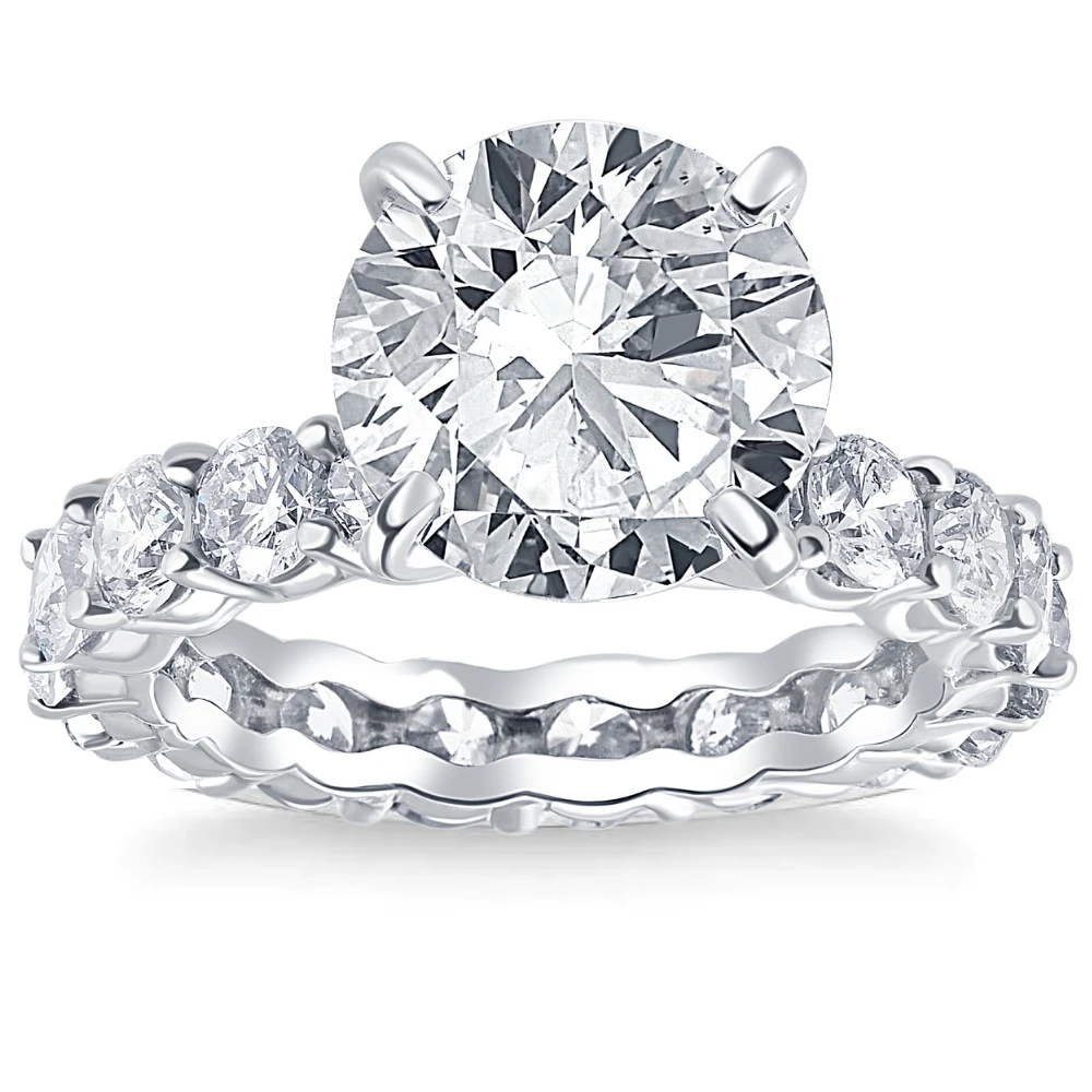 Certified 7.02 Ct Diamond Eternity Engagement Ring F/SI1 14k White Gold (G-H, SI)