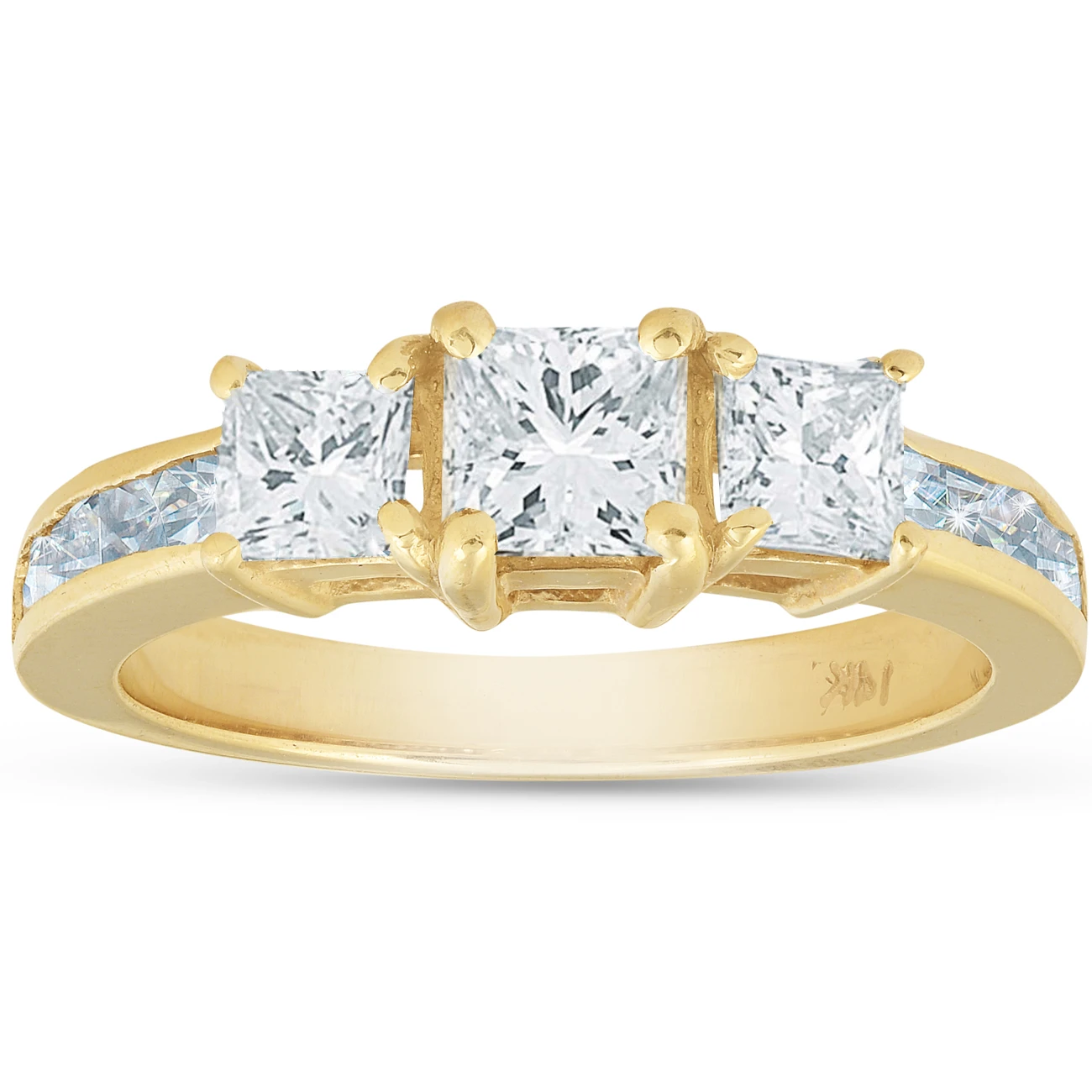 2ct Three Stone Diamond Ring 14K Yellow Gold (H-I, SI)