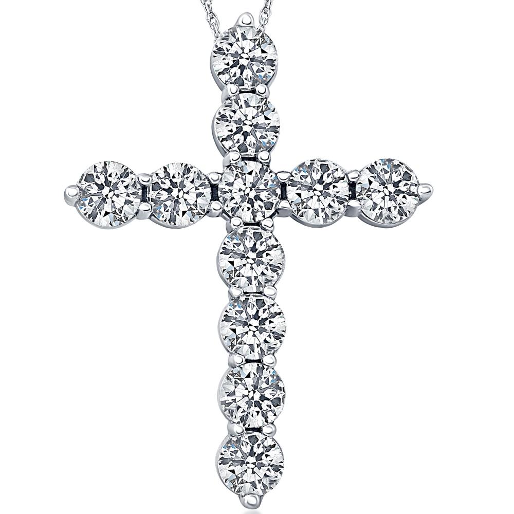Carat (ctw) Diamond Cross Pendant 14k White Gold Necklace 1/4