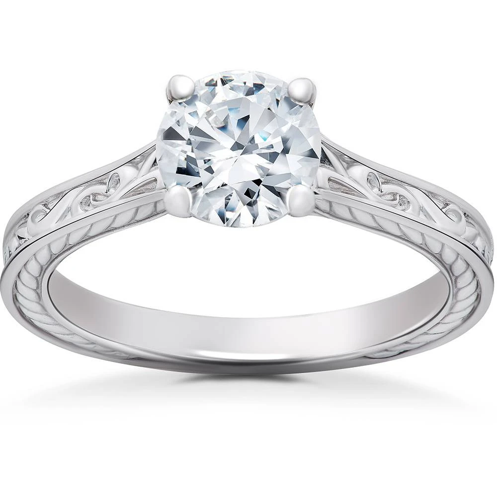 1 1/4Ct Round Vintage Solitaire Lab Grown Diamond Engagement Ring 14k Gold (F-G, VS2-SI1)