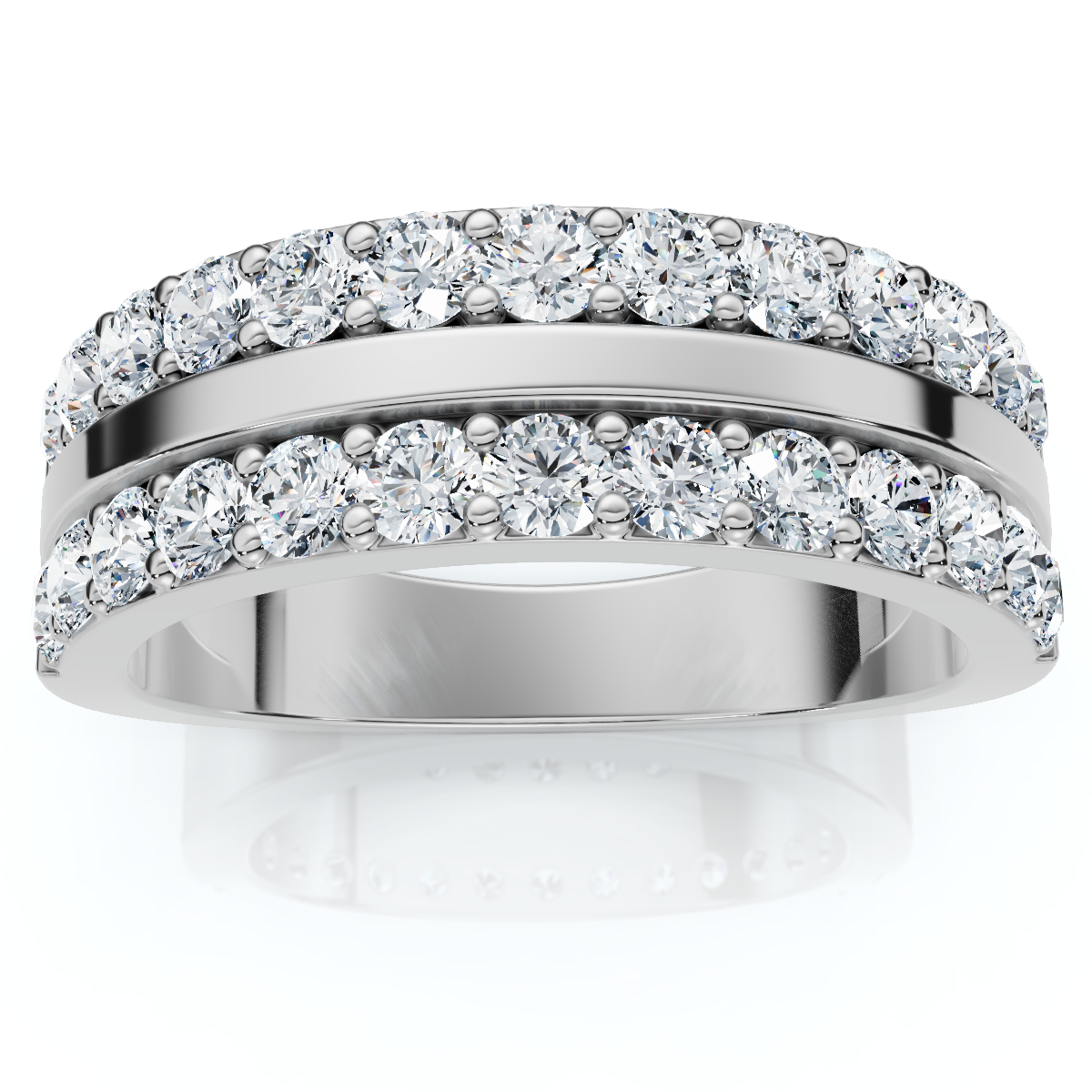 3/4ct Diamond Double Row Wedding Ring 14K White Gold (G-H, I1)