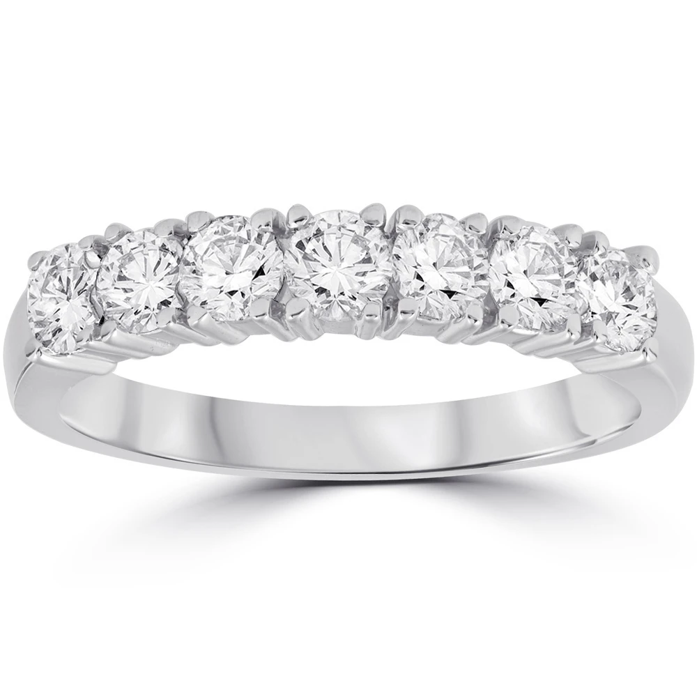 1ct Diamond Wedding Ring Anniversary 14K White Gold (G-H, I1)