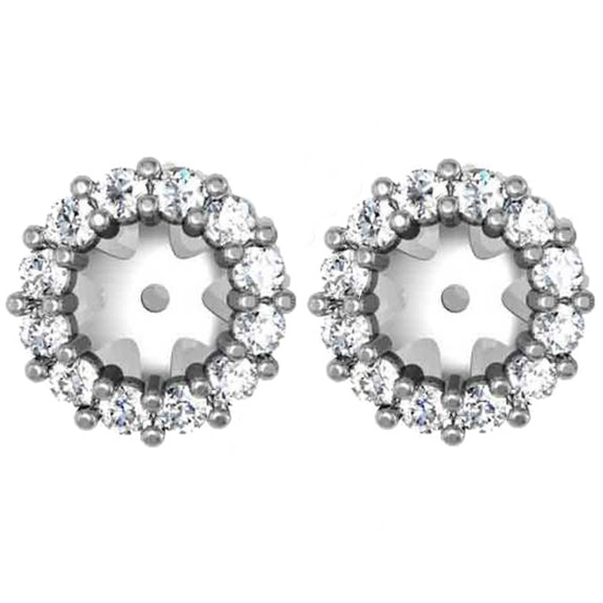 1/2ct Halo Diamond Earring Jackets 14K White Gold (5-5.5mm)