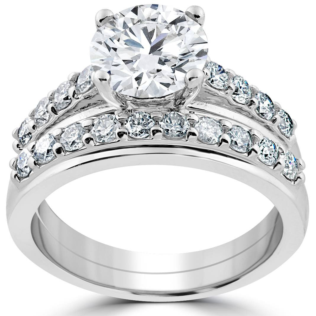 Certified 3ct Diamond Engagement Ring Wedding Band Set 14k White Gold Lab Grown (G-H, VS2-SI1)