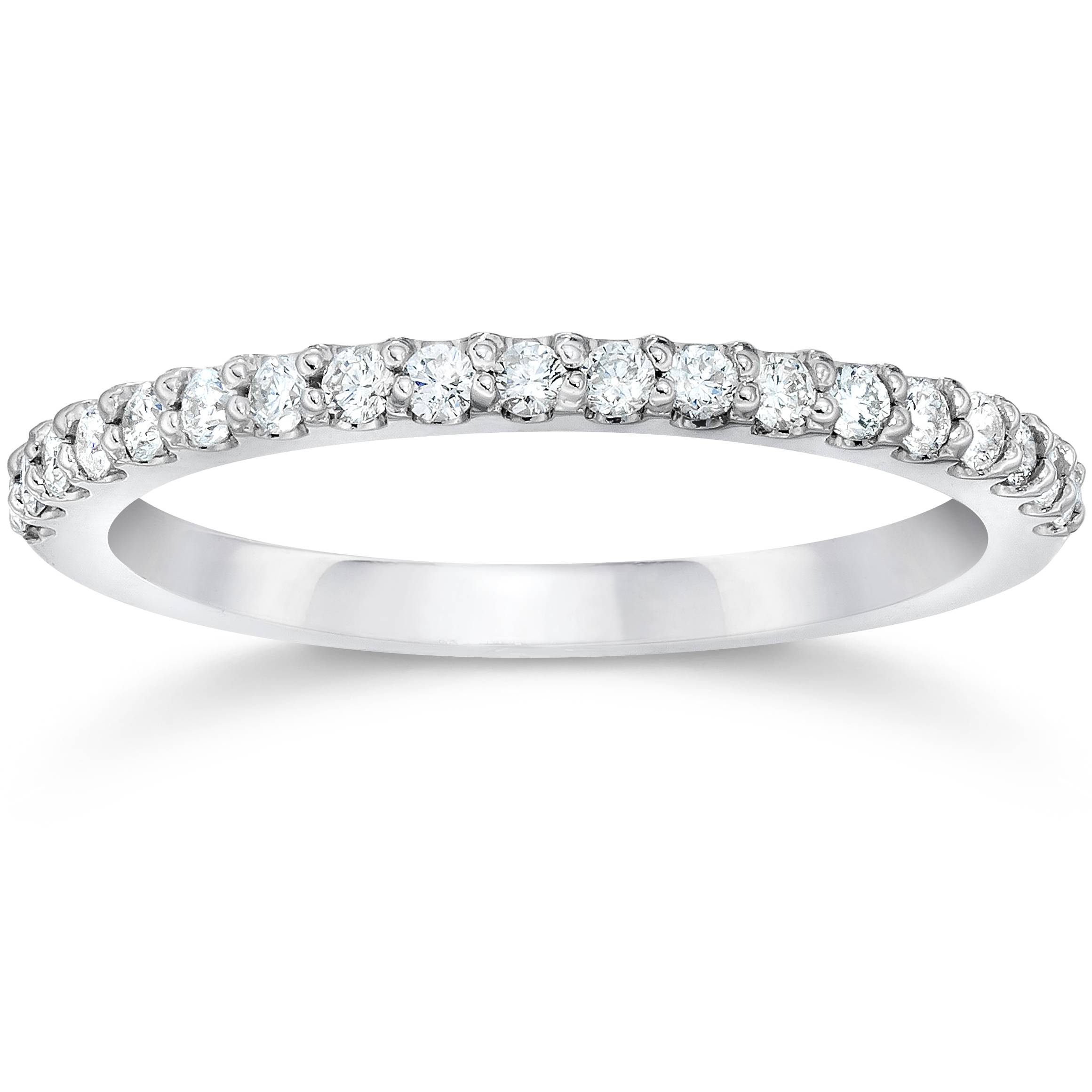 1/8ct 14k White Gold Diamond Engagement Band Wedding Stackable Prong Womens Ring (H-I, I1)