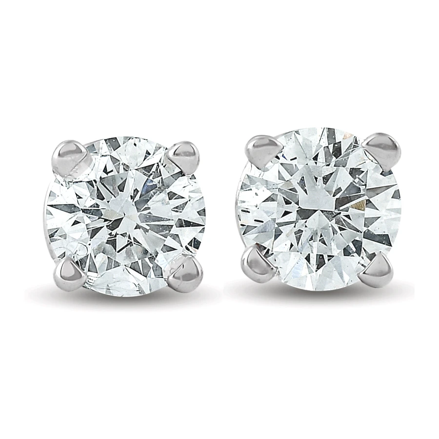 1.25CT TW Round Cut Lab Grown Diamond Studs Screw Back 14K White Gold (D-E, VS)
