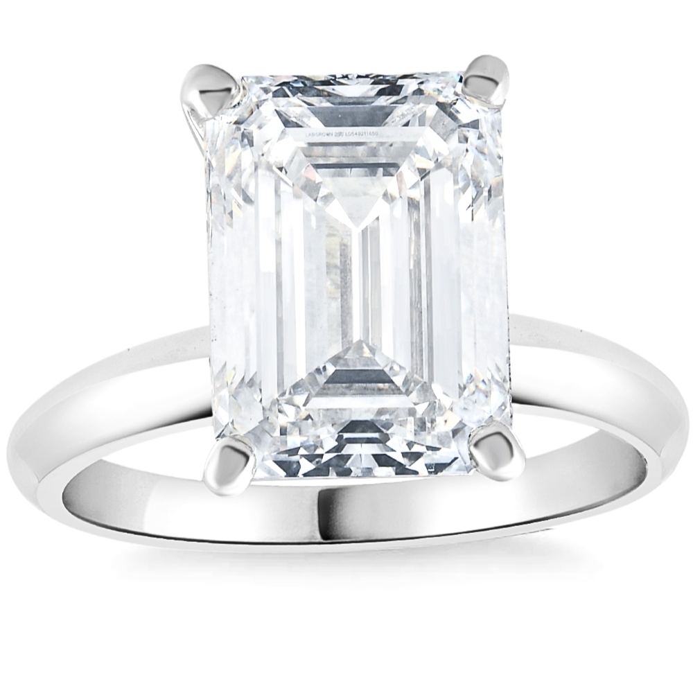 4Ct Emerald Cut Certified Diamond Engagement Ring 14k White Gold Lab Grown (G-H, VS)