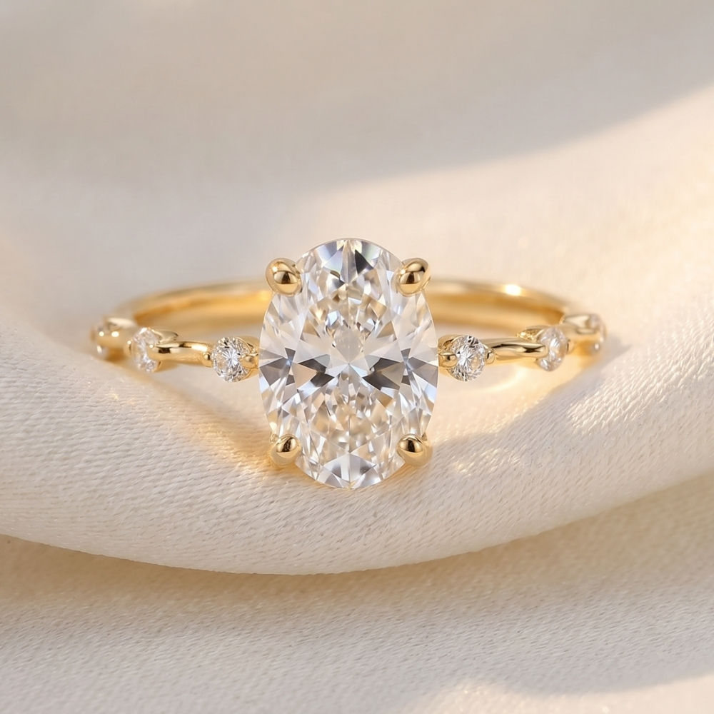 Certified 2 3/4Ct TW Oval Diamond Engagement Ring Lab Grown 14k Gold (G-H, VS2-SI1)