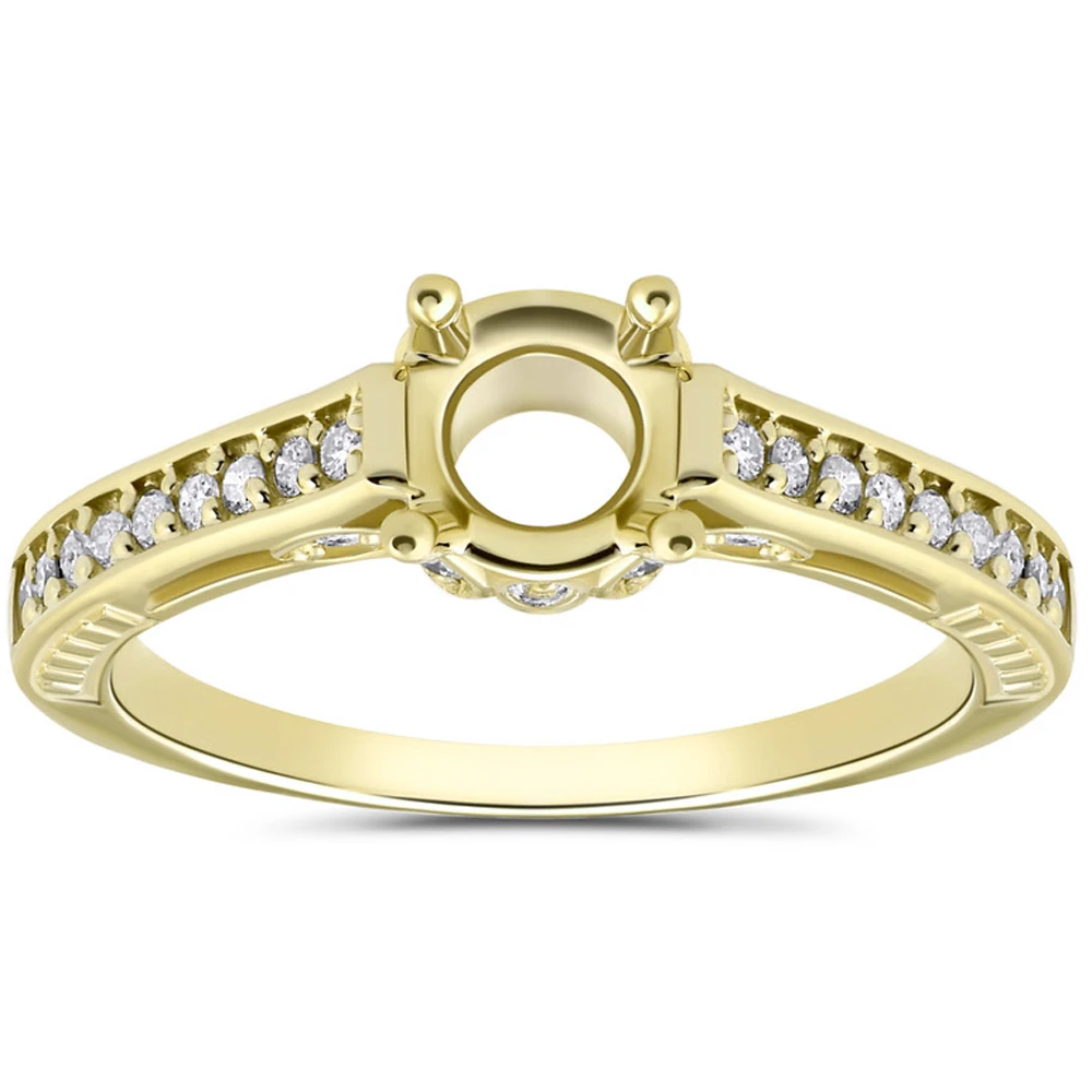 Vintage 1/5ct Semi Mount Engagement Ring Setting Gold (H-I, I2-I3)