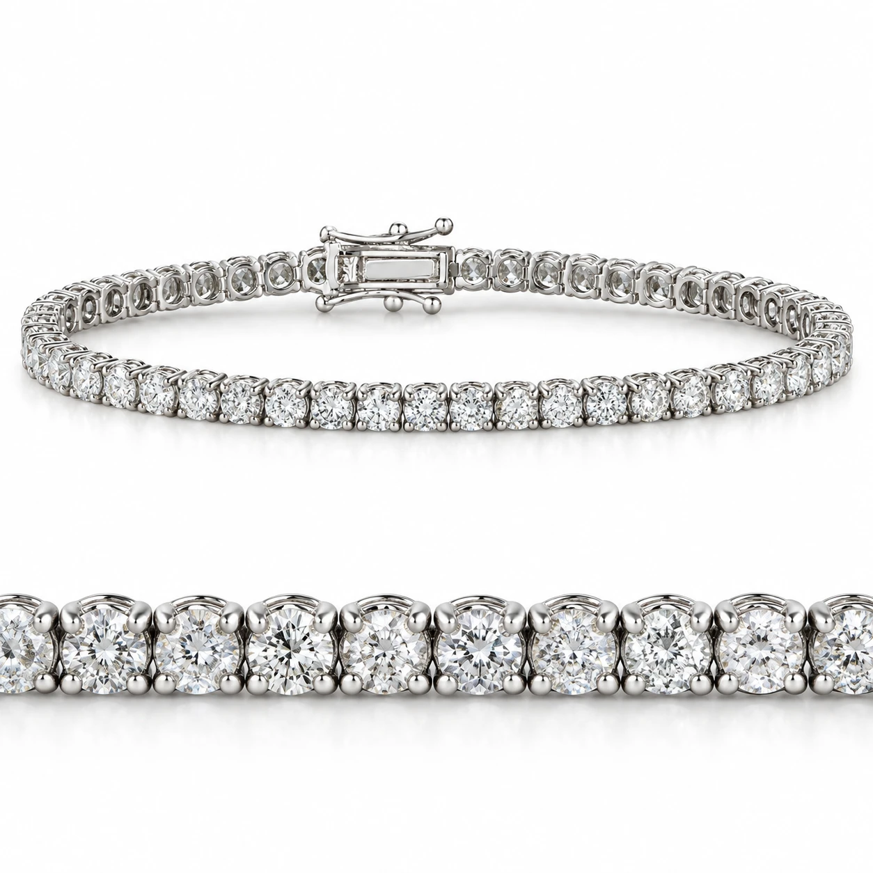 14k White, Rose, or Yellow Gold Round Diamond Tennis Bracelet 5cttw 7" Women's (G-H, I2-I3)