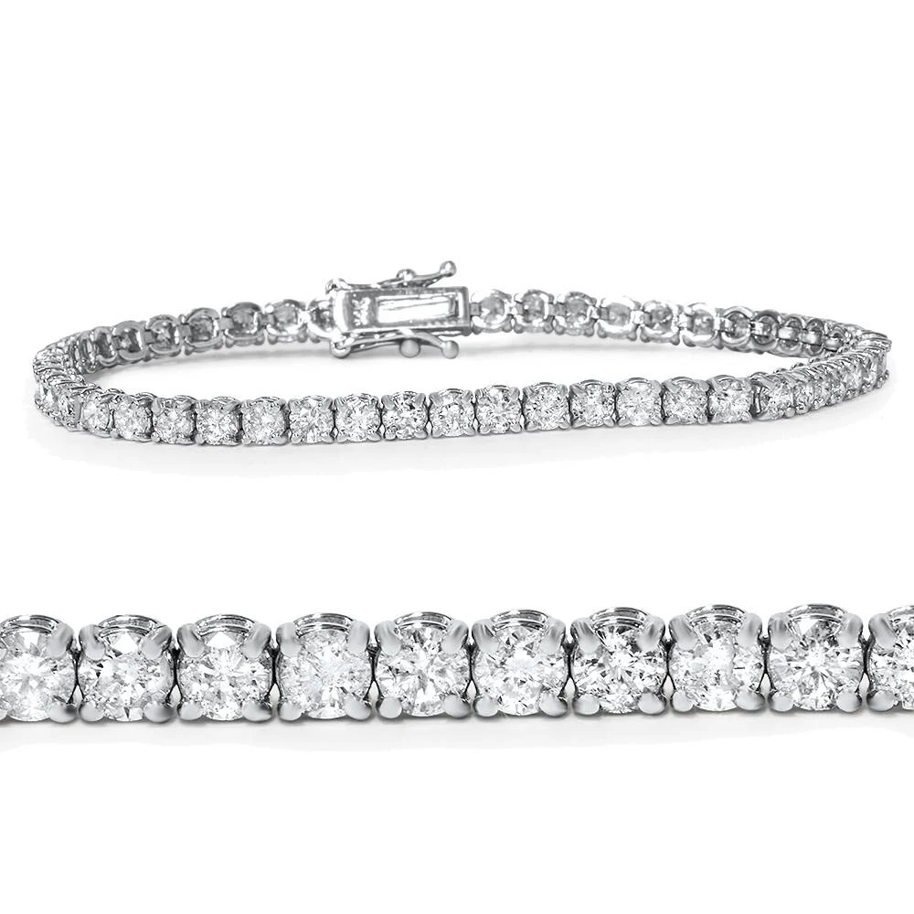 14k White, Rose, or Yellow Gold Round Diamond Tennis Bracelet 5cttw 7" Women's (G-H, I2-I3)