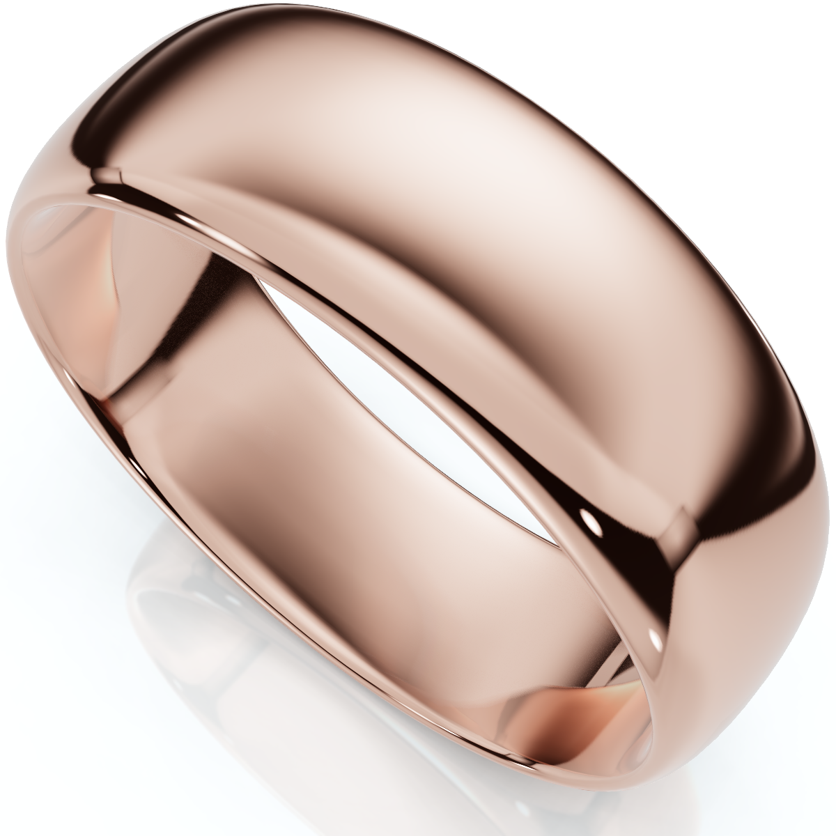 7mm Wide Low-Dome High Polished Band 14K Rose Gold Wedding Ring