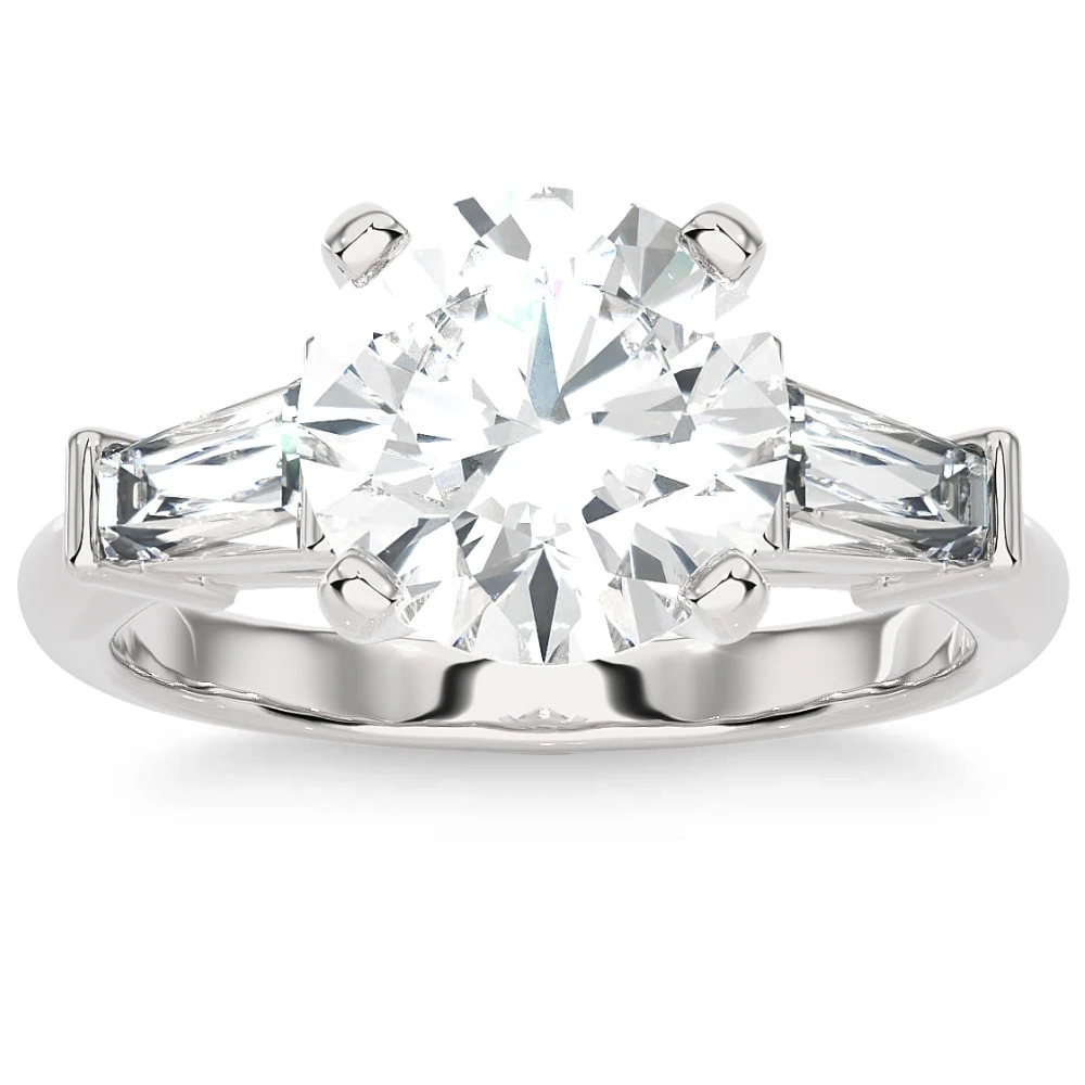 Certified 2 5/8Ct 3-Stone Baguette Diamond Engagement Ring 14k Gold Lab Grown (F-G, VS)