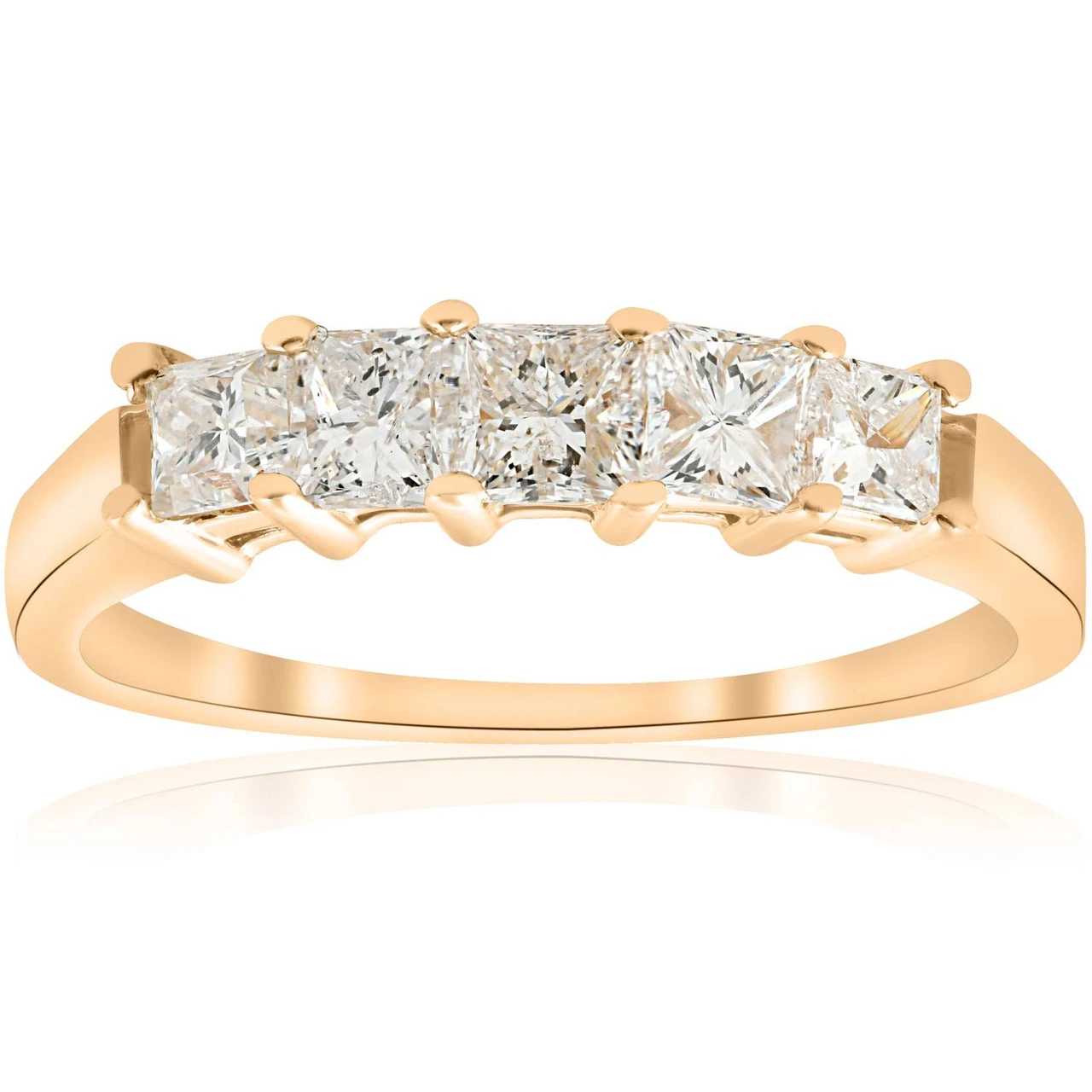1ct Princess Cut Diamond Anniversary 14K Gold Ring (G-H, I1)