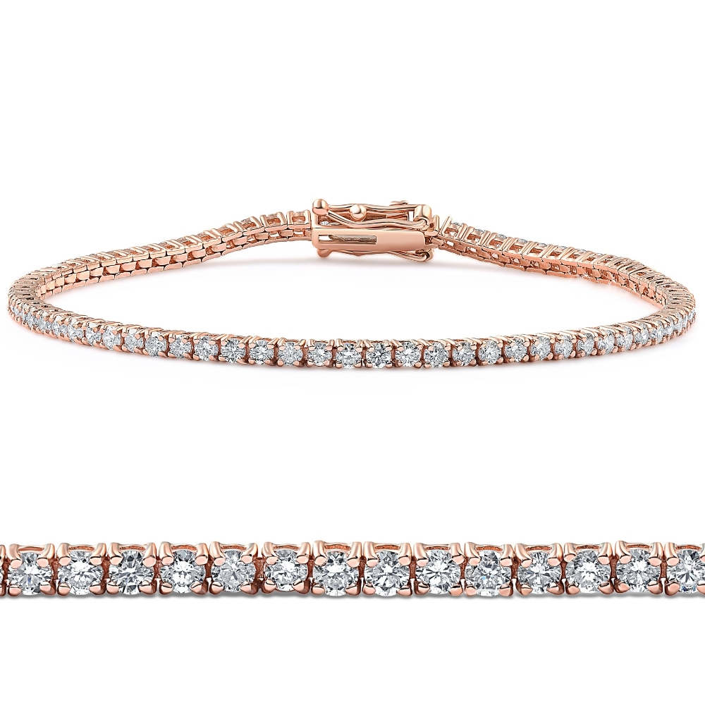 3 Ct Lab Grown Diamond Tennis Bracelet 7" 14k Rose Gold (G-H, VS)