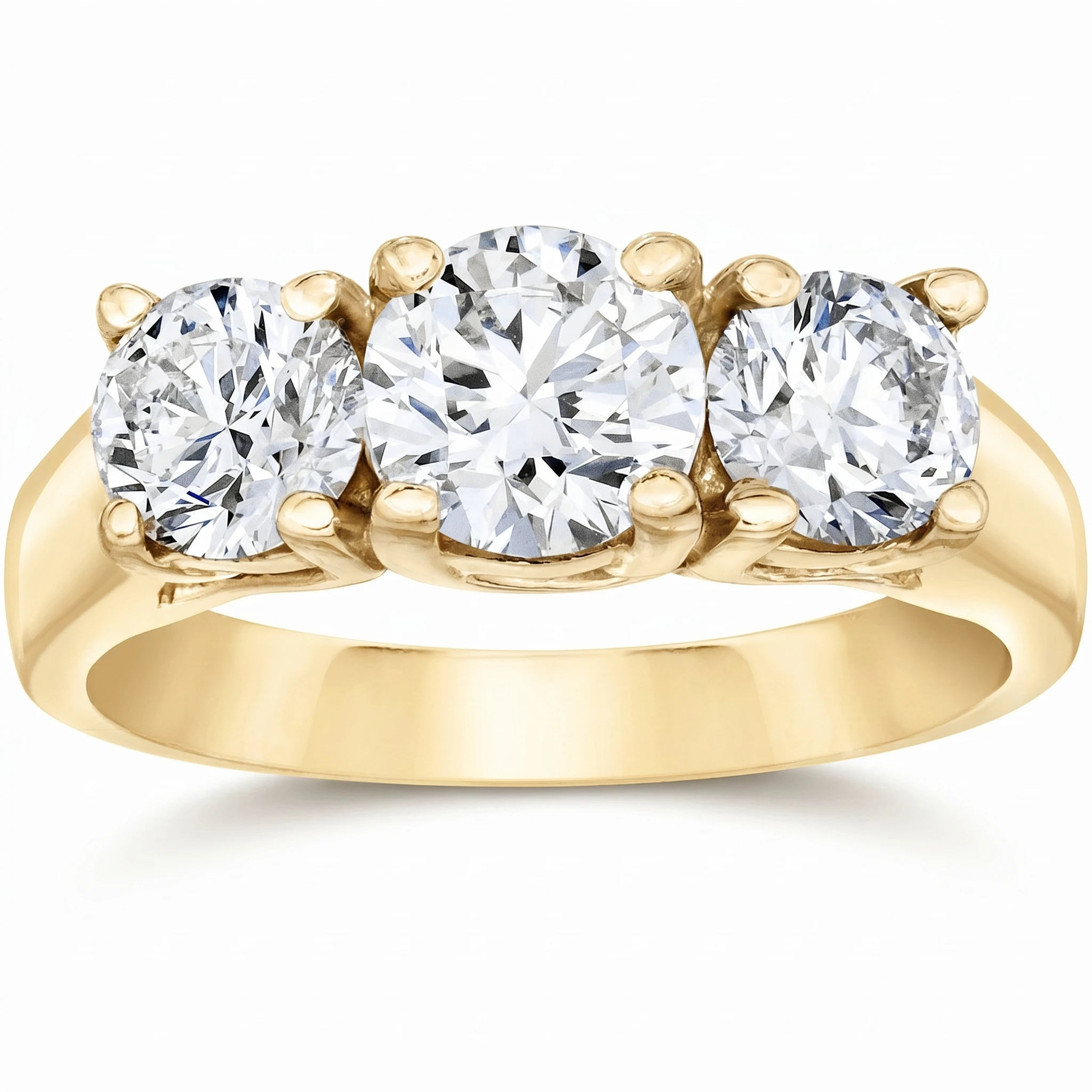 2ct Three Stone Diamond Engagement 14K Yellow Gold Ring (H-I, VS)