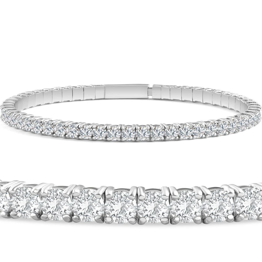 3.00-7 1/2Ct TW Flexible Diamond Bangle Tennis Bracelet Lab Grown 14k Gold (F-G, VS)