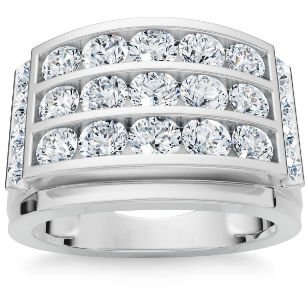 2Ct Men's Diamond Ring in 14k Gold Lab Grown Multi-Row Channel Set (F-G, VS2-SI1)