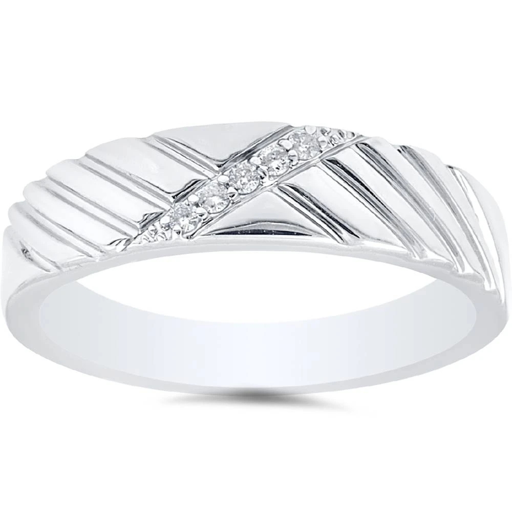 Mens Diamond 14K White Gold Wedding Ring (G-H, I1)