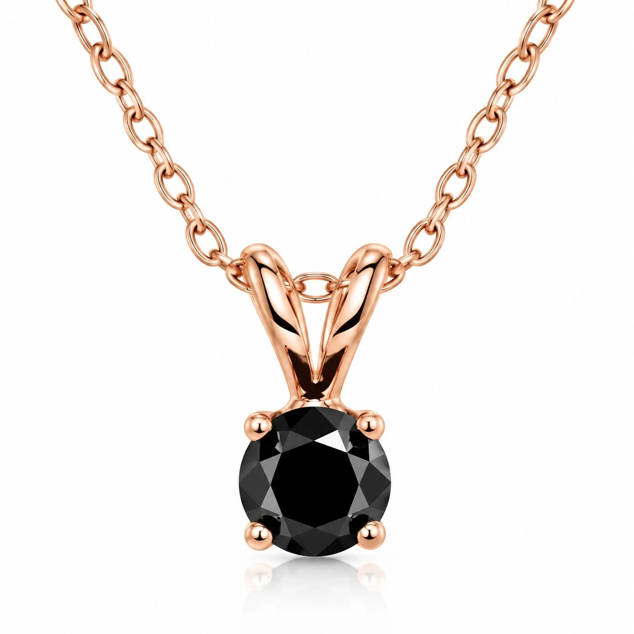 5/8ct Black Diamond Solitaire Pendant Necklace 14K Gold (Black, I2-I3)
