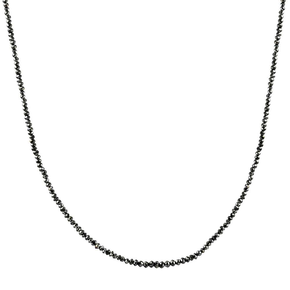 15Ct TW Black Diamond Necklace 16" With 2" Extended 18k Yellow Gold (Black, I2-I3)