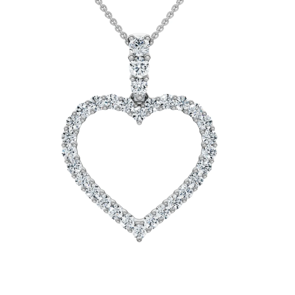1ct Diamond Heart Pendant 14K White Gold Necklace (G-H, I1)