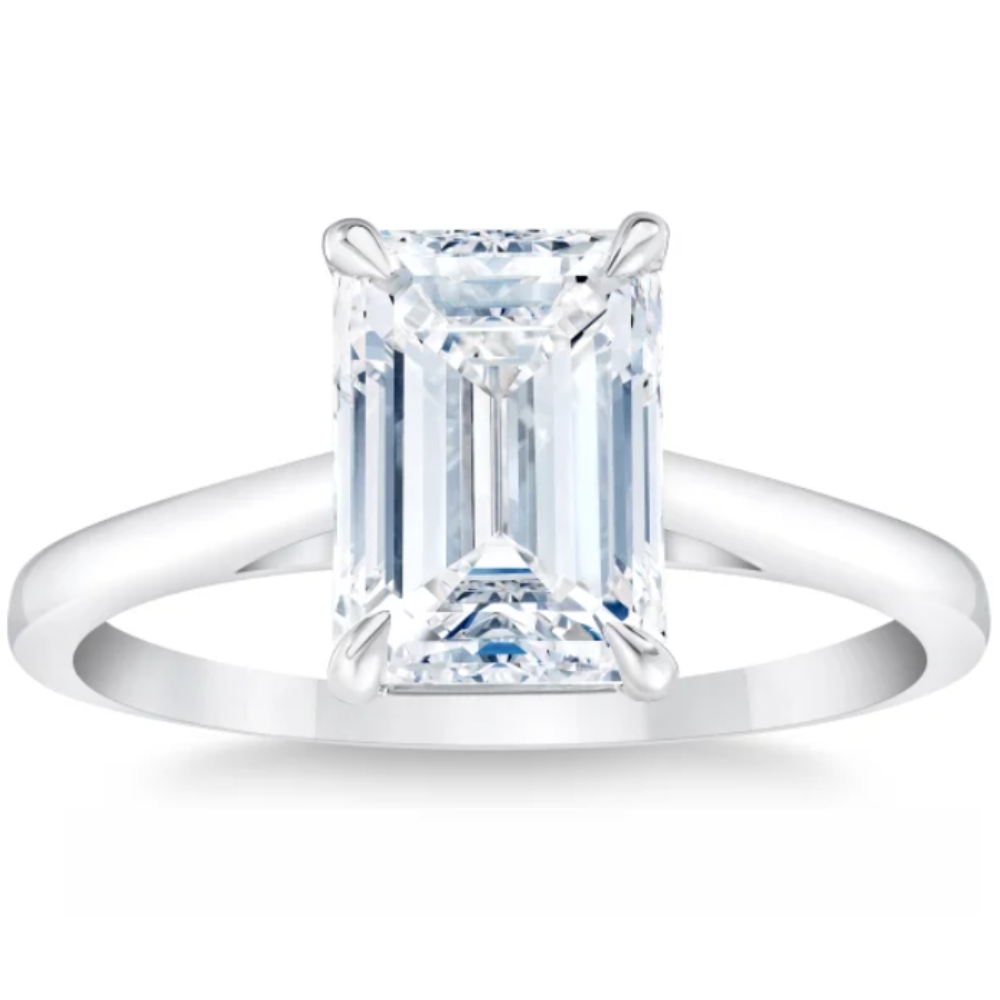 2Ct 14k White Gold Emerald Cut Solitaire Lab Grown Diamond Engagement Ring (G-H, VS)