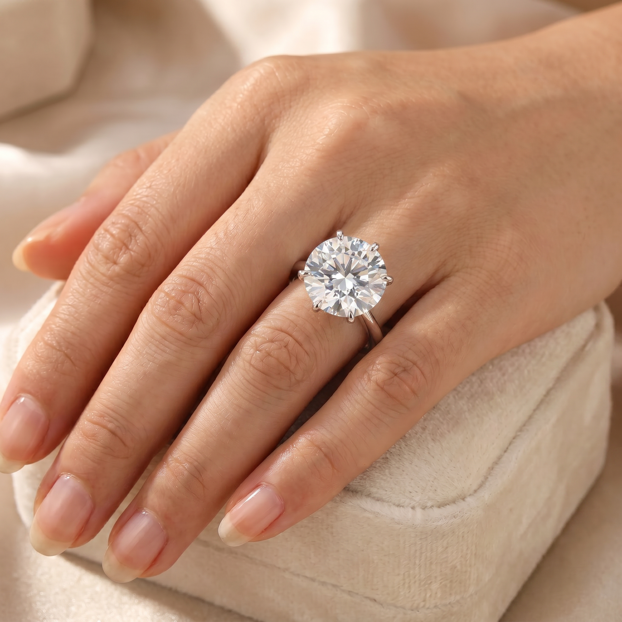 Certified 6Ct Solitaire Diamond Engagement Ring 14k White Gold Lab Grown (G-H, VS)