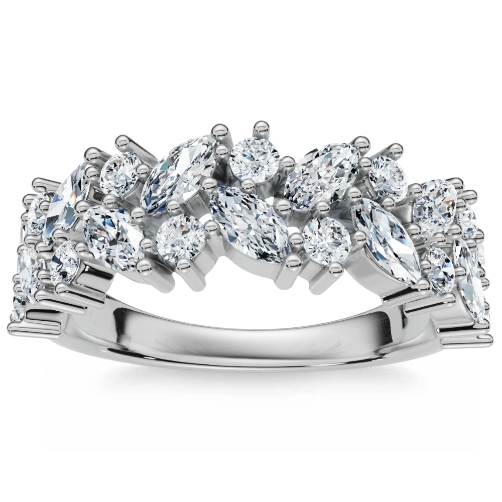 1 1/3Ct Marquise Designed Anniversary Band Cut 14k Gold Lab Grown (G-H, VS2-SI1)