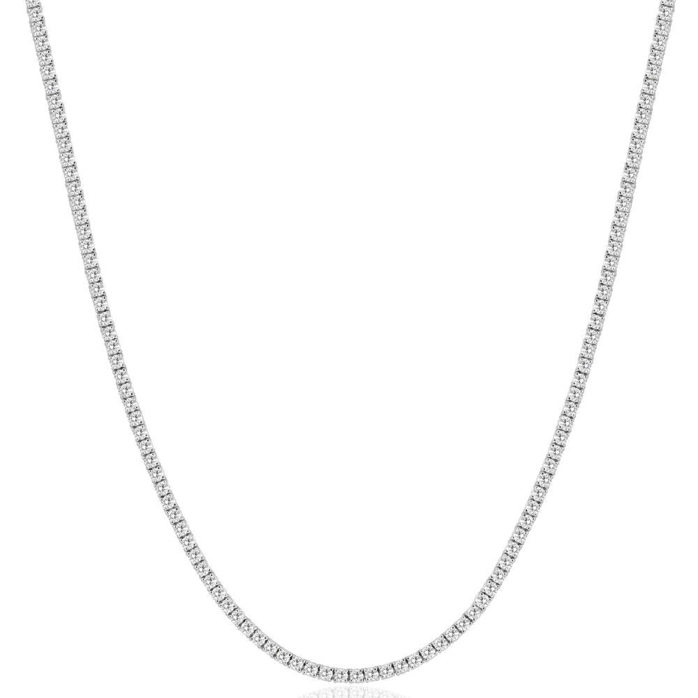 8Ct TW Diamond Tennis Necklace 4-Prong 14k White Gold 16" Lab Grown (F-G, VS)