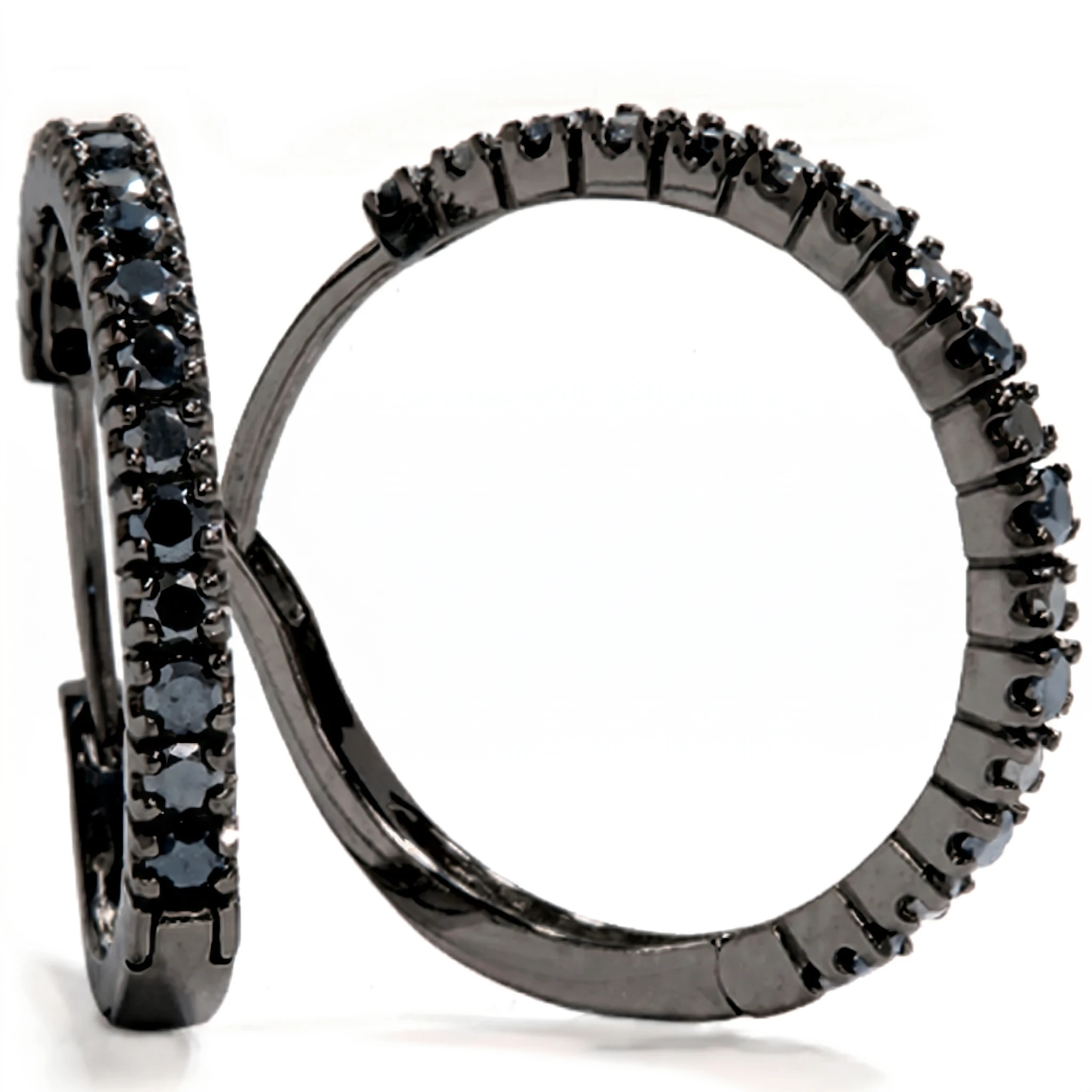 1/2ct Black Diamond Hoops 10K Black Gold (Black, )