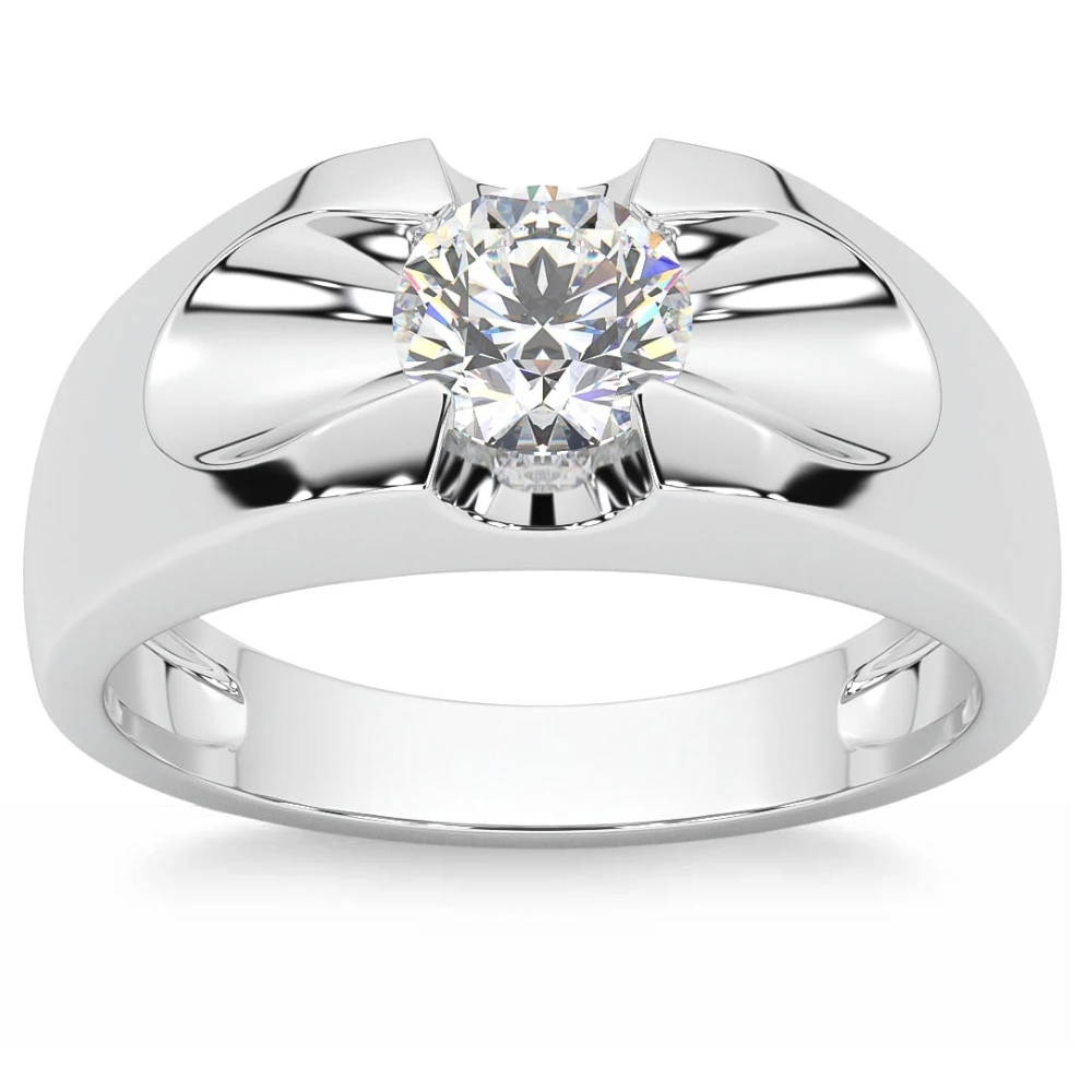 Men's 3/4Ct Solitaire Diamond Wedding Anniversary Ring 14k Gold Band Lab Grown (G-H, VS2-SI1)