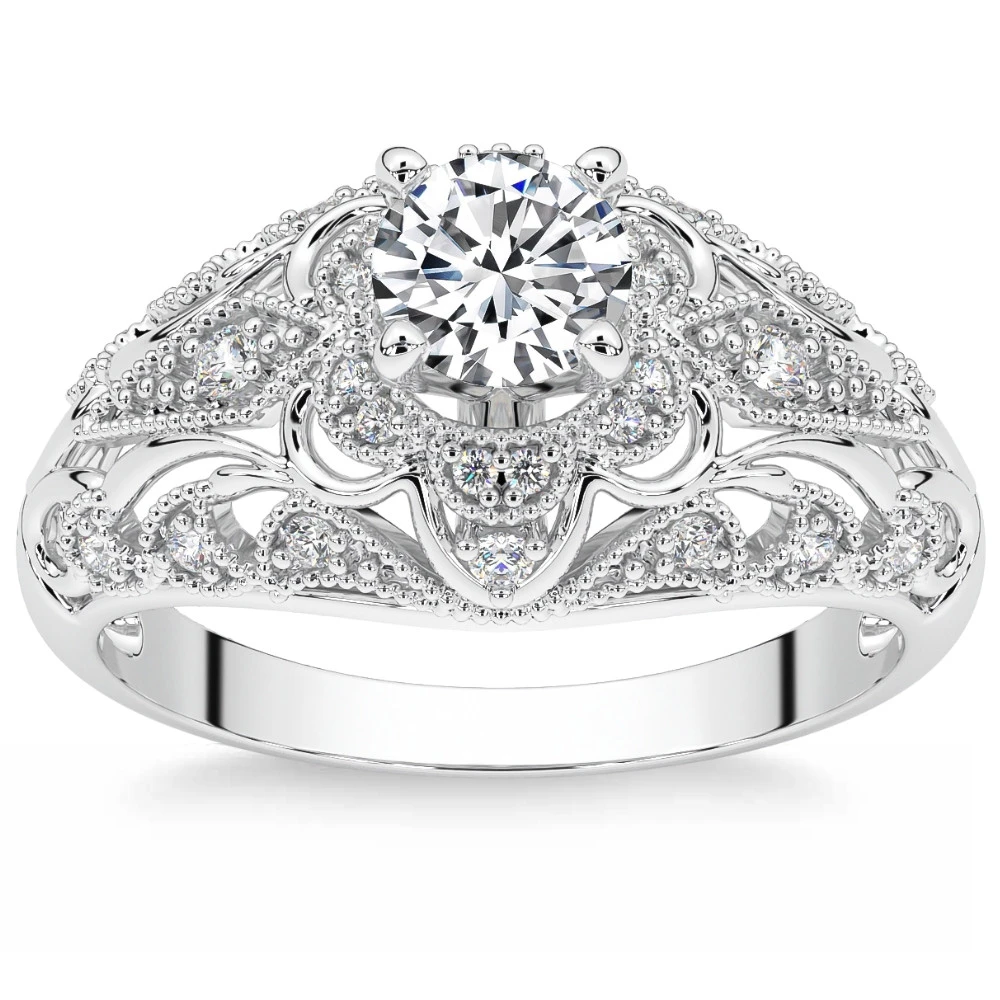 1 1/2Ct Diamond Vintage Engagement Ring 14k Gold Lab Grown (G-H, VS2-SI1)