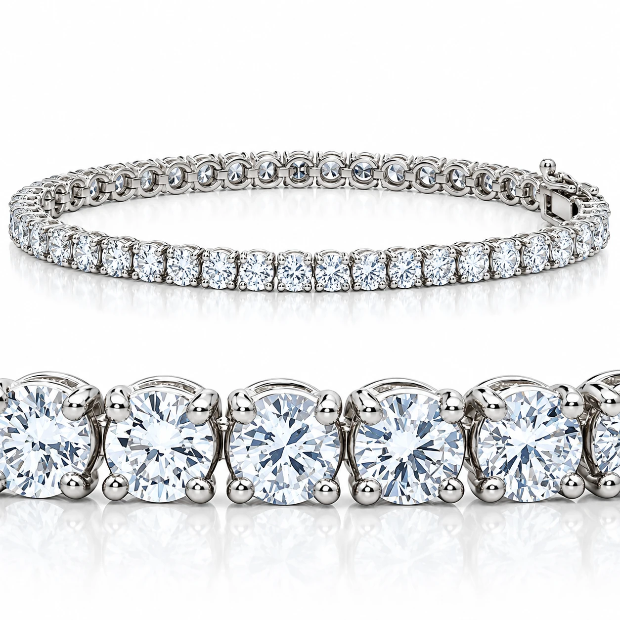 9 TCW 14k White Gold Diamond Round Cut Tennis Bracelet (F-G, VS)