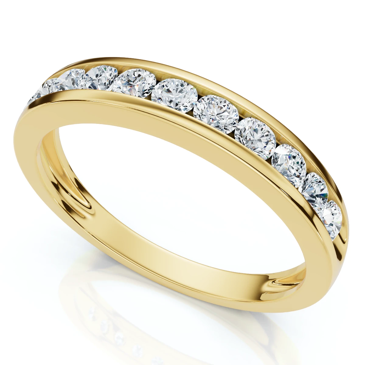 1/2ct 14K Yellow Gold Channel Set Diamond Wedding Ring (G-H, I1)