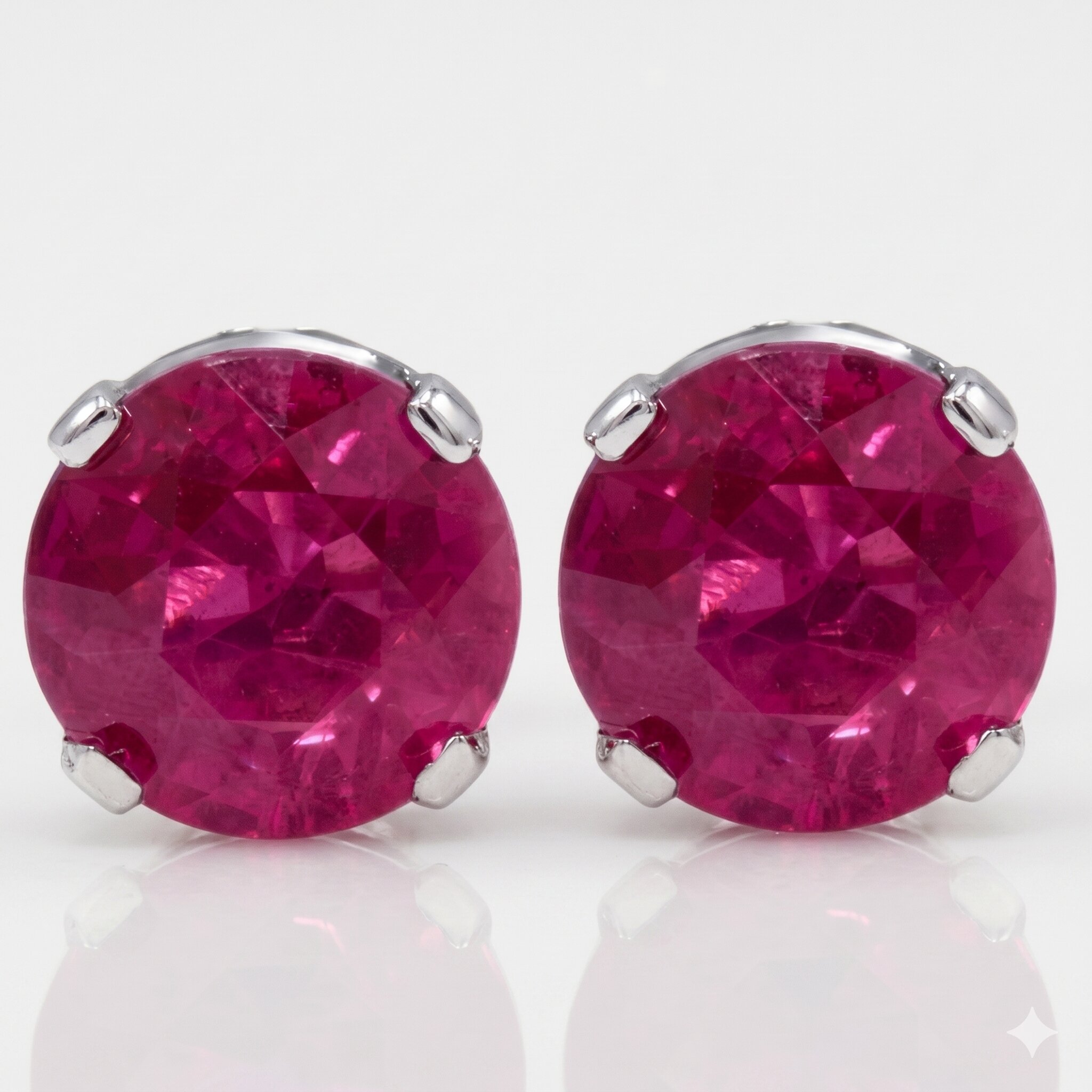 1/4ct Genuine Ruby Studs 14K White Gold