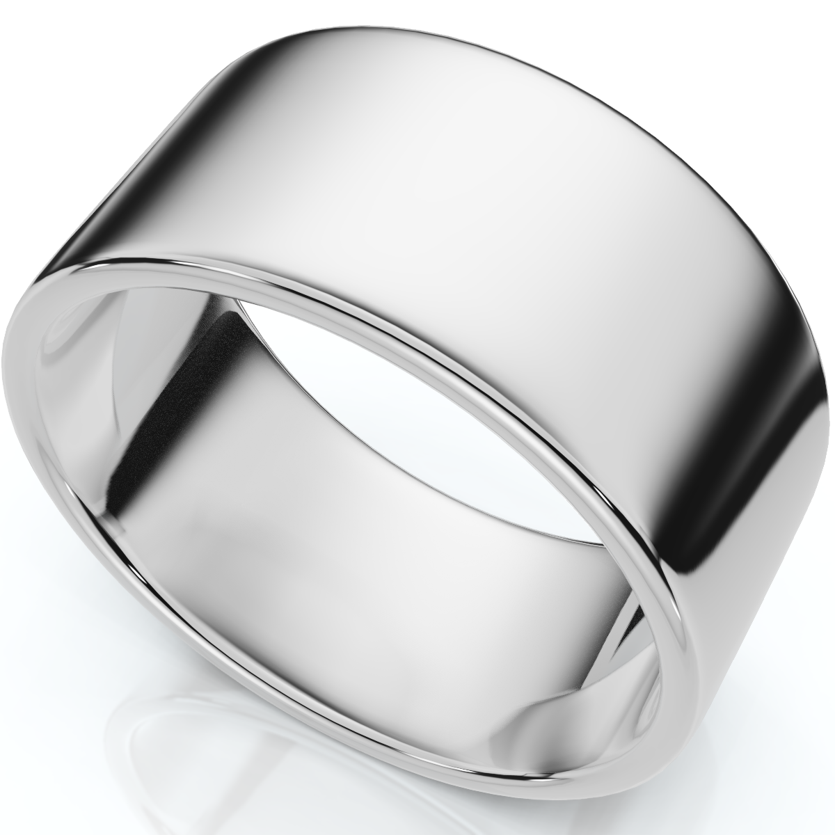 10mm Flat High Polished Wedding Band 14K White Gold