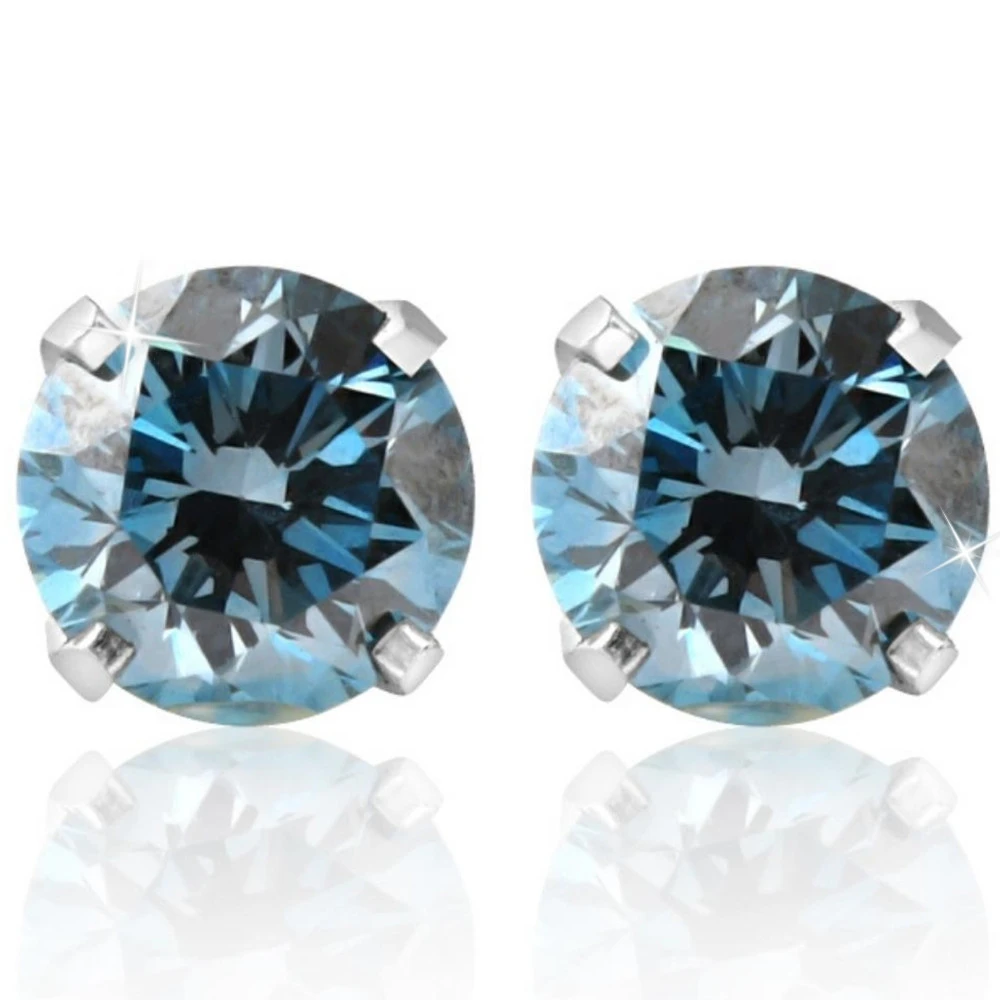 1 - 4 Ct Blue Diamond Studs in 14k Gold Lab Grown (Blue, VS2-SI1)